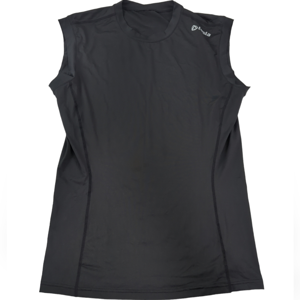 Tesla sleeveless T-shirt, black, electric car, Unisex XL